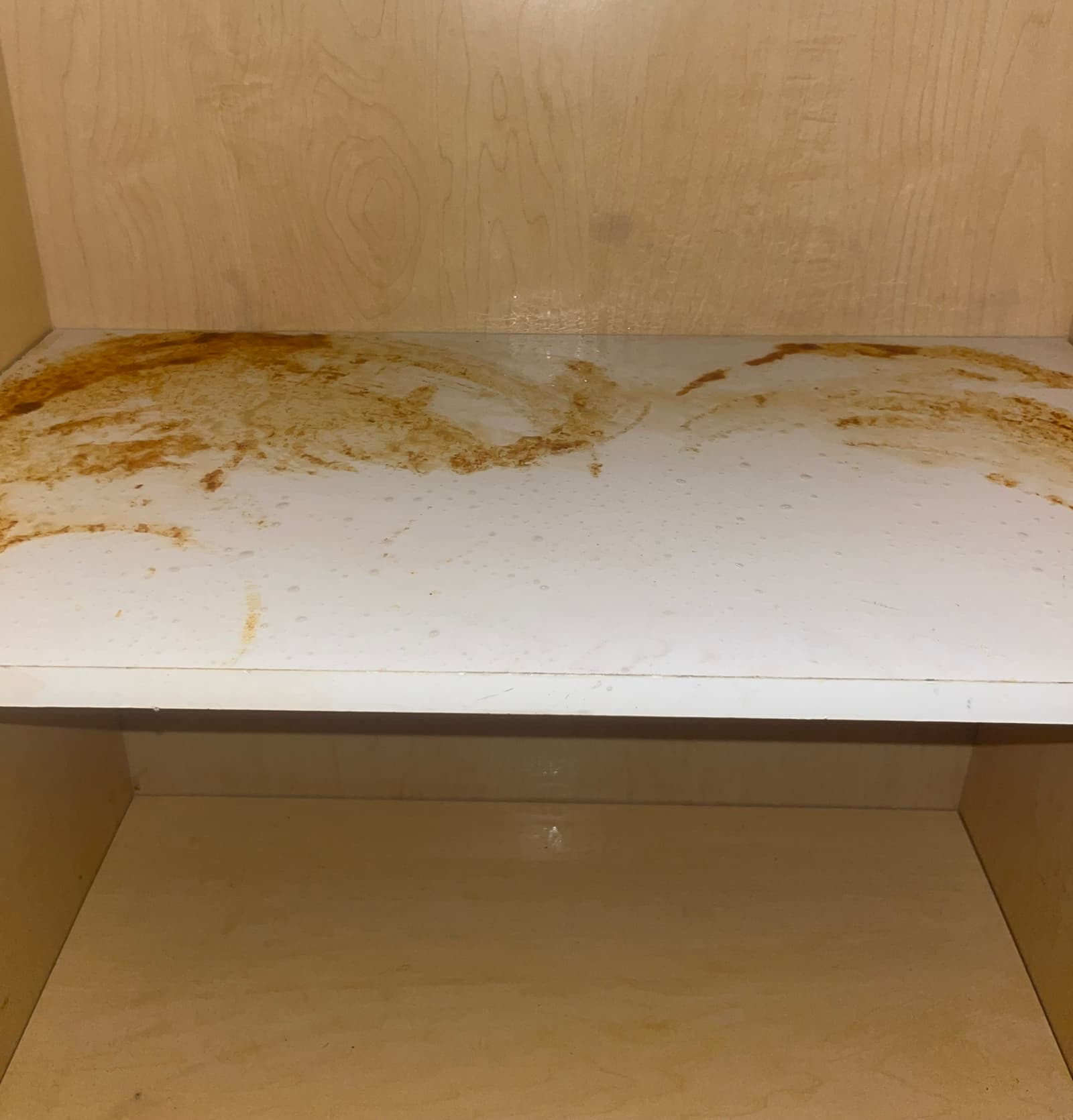 Before: Cabinet & Shelf Surface Restoration